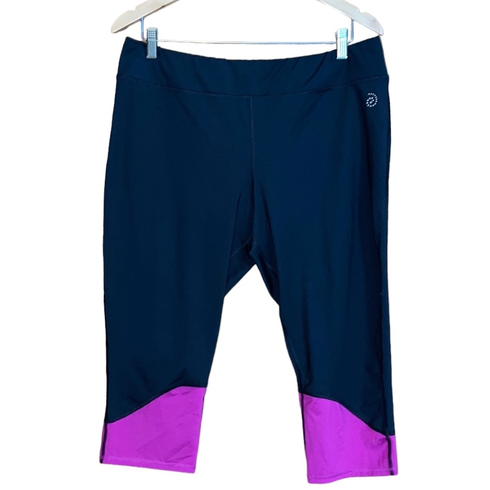 •BE INSPIRED•BLACK & FUSHIA HIGH WAISTED ACTIVEWEAR CAPRI LEGGINGS SIZE XXL EUC